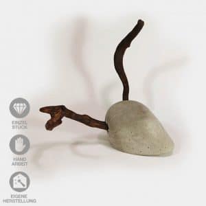 Über uns 15 Beton-Kopf Rehbock mit geöltem Holz-Geweih