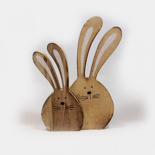 Holz-Hasenpaar