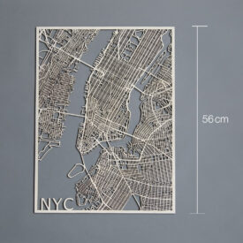 Stadtplan aus Holz New York City Map als Wand-Deko in der Größe Min der Größe 40 x 56 cm