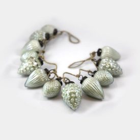 silberne Zapfen-Girlande aus massivem Glas