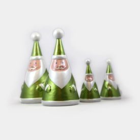 Weihnachtsmänner-Set 4 Stück in grün mit weiß