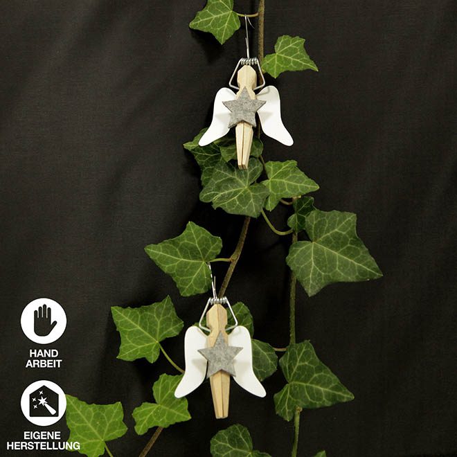 selbstgefertigte Engel Wäscheklammer mit Stern