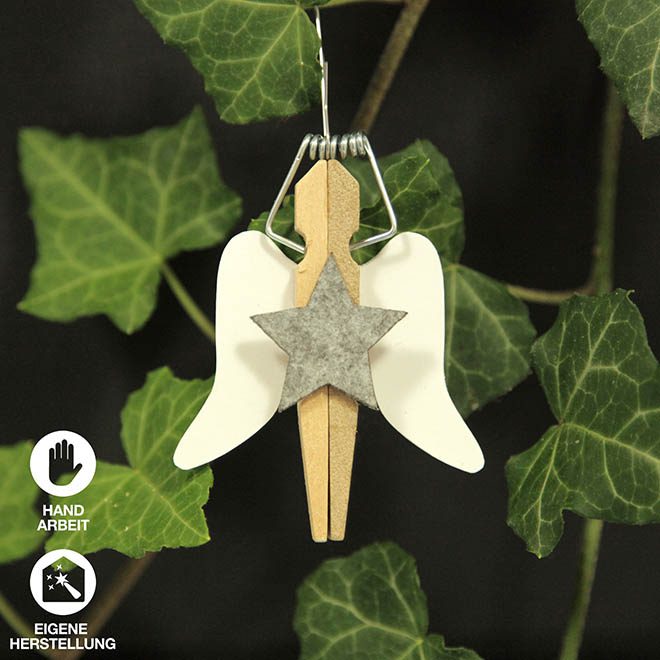 selbstgefertigter Engel Wäscheklammer mit Stern