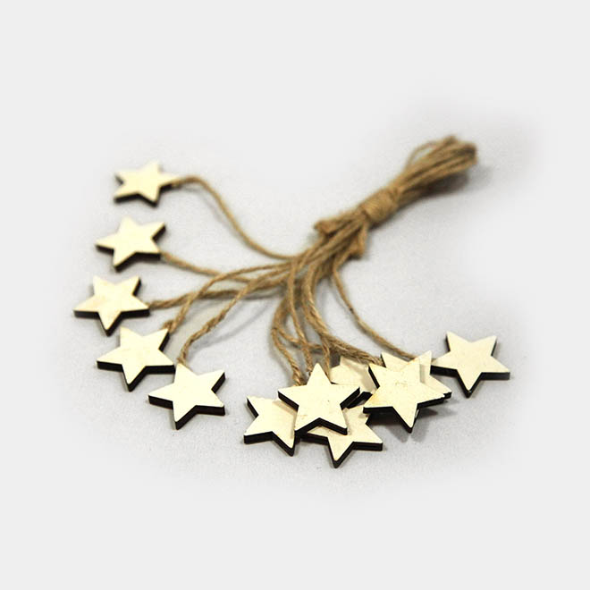 Weihnachtbaum-Anhänger weiße Sterne-Set aus Holz