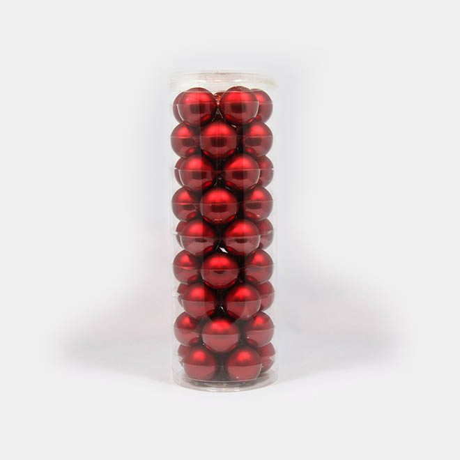 rote, kleine Weihnachtsbaum-Kugeln aus Glas