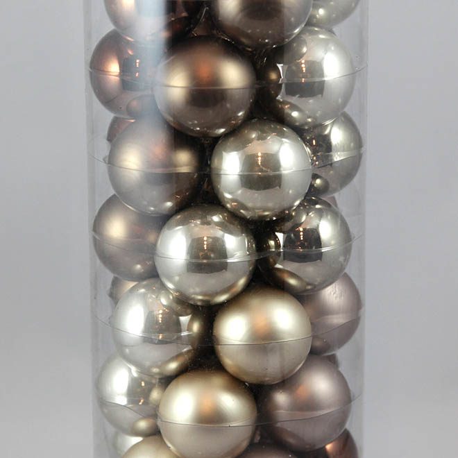 kleine, grau-bronzene Glas-Weihnachtsbaum-Kugeln
