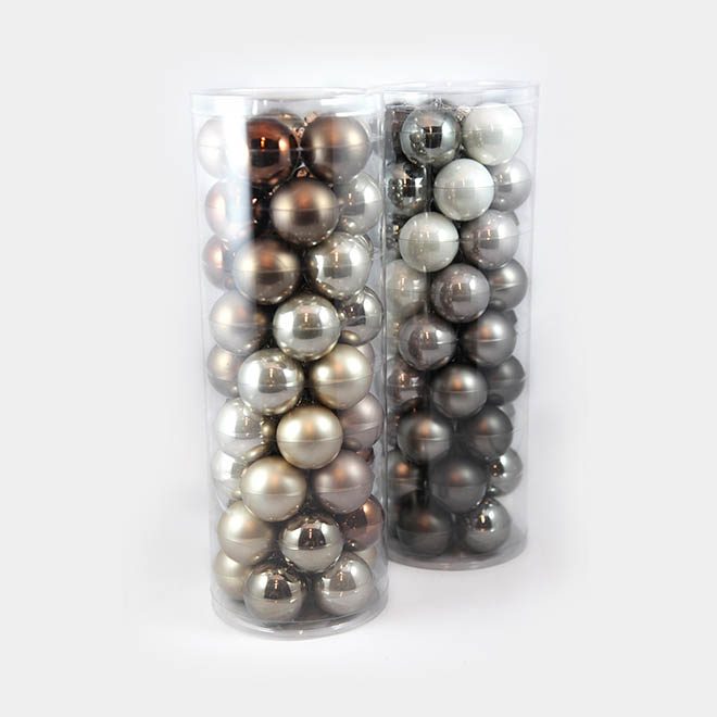 Weihnachtsbaum-Kugeln grau-silber oder grau-bronze mit 4cm Durchmesser