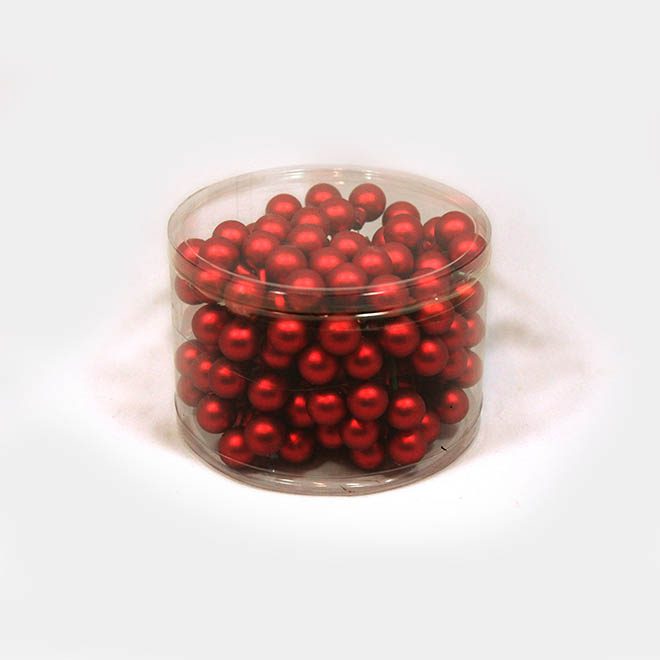 rote, kleine Weihnachtsbaum-Glasperlen mit Draht