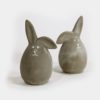 Beton-Osterhase "Knick-Ohr" 5 Zwei graue Zement-Hasen in Ei-Form mit Knick-Ohr