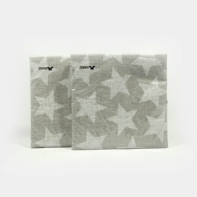 graue Papier-Servietten mit Sternen