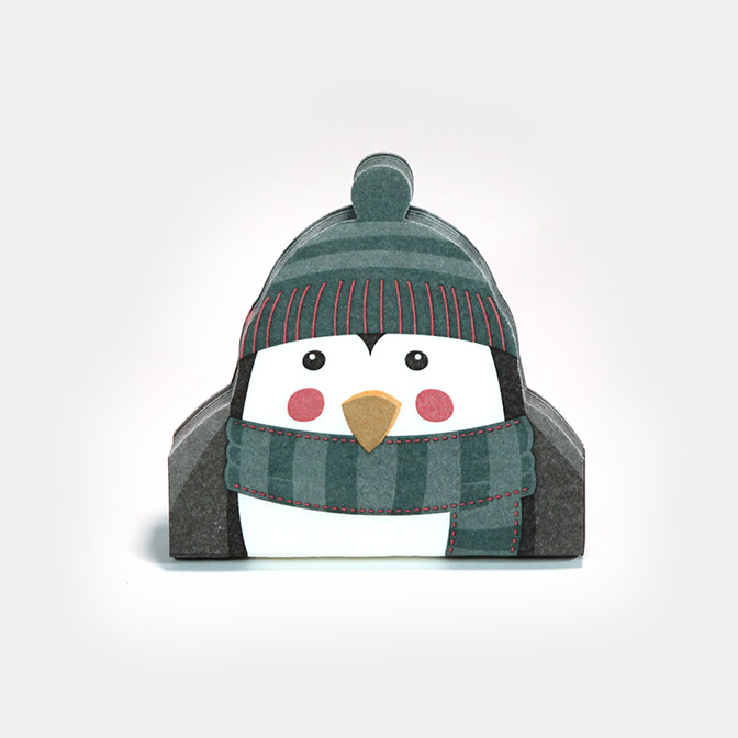 Papier-Kontur-Servietten in Form eines Pinguins.