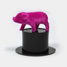 Reduzierte Artikel 4 schwarzer Zylinder mit Glücksschwein in pink