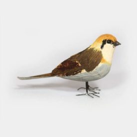 Papiervogel ocker-schlamm mit Draht-Füssen als Deko-Artikel