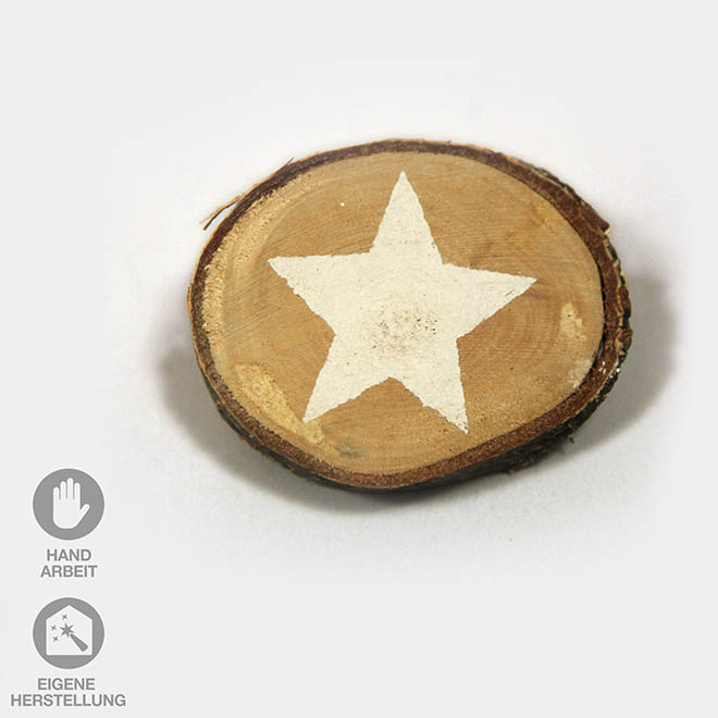 Astscheibe mit weißem Stern Handarbeit