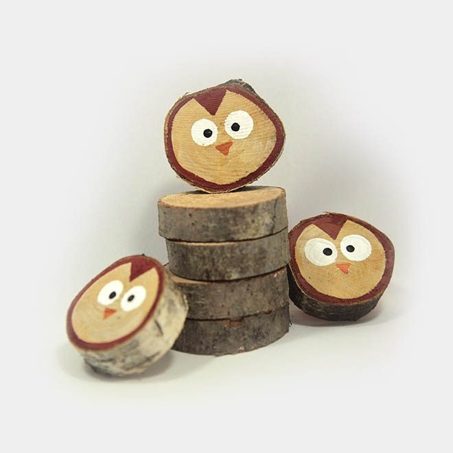 Astscheibe Eule handbemalt