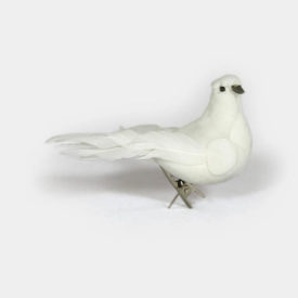 weiße Feder-Taube mit Clip zum befestigen
