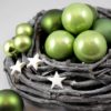 Deko-Set Weihnachtsgesteck, grüne Kugeln, Sterne