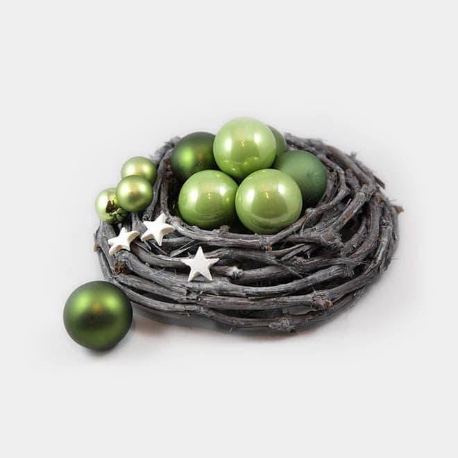 Deko-Set Weihnachtsgesteck grüne Kugeln, Sterne