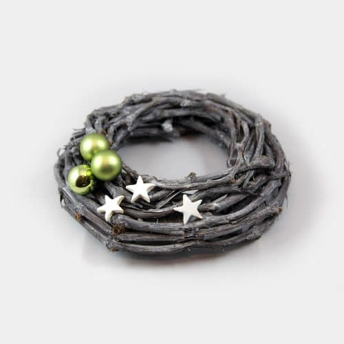 Deko-Set Weihnachts-Kranz grüne Kugeln, Sterne