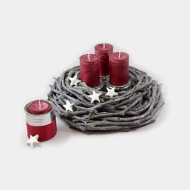 Deko-Set Adventskranz rote Kerzen, Dosen, Sterne