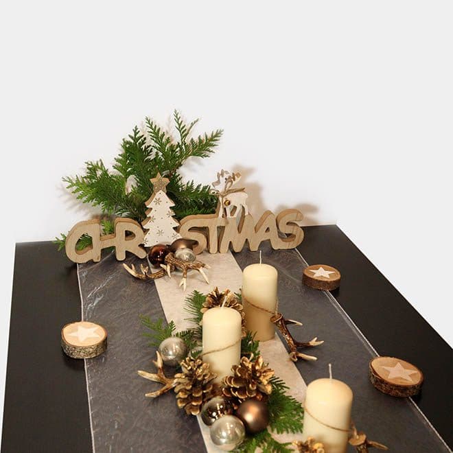 Weihnachts-Festtafel Christmas mit Geweihen