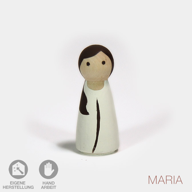 Von Hand bemalte Maria. Krippenfigur
