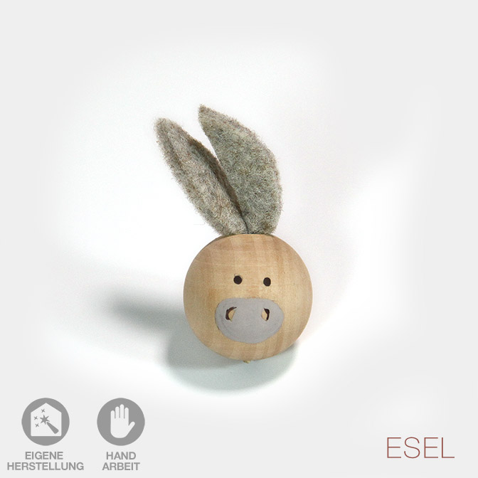 Von Hand bemalte Krippenfigur - Esel