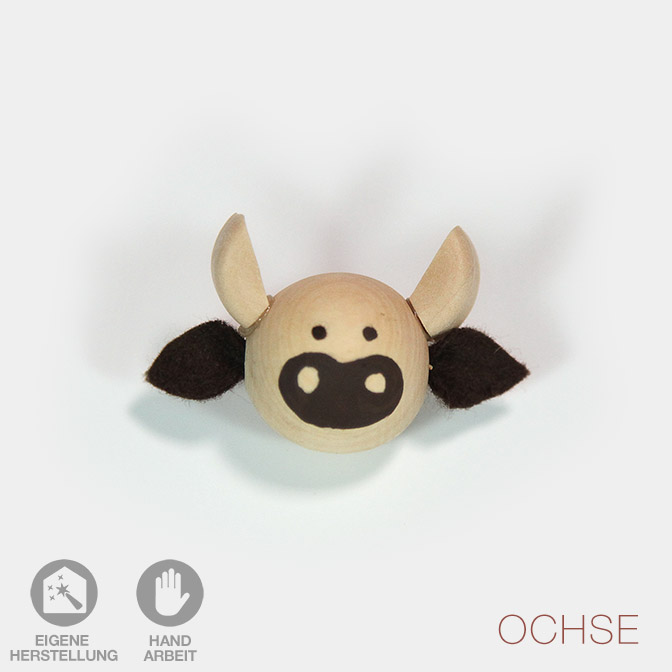 Von Hand bemalte Krippenfigur - Ochse