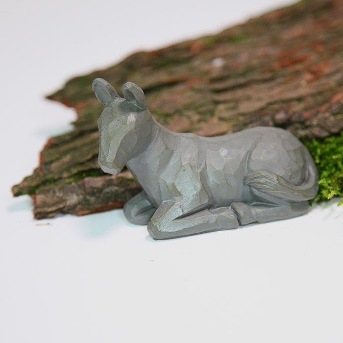 Handgemachte Krippenfigur Esel